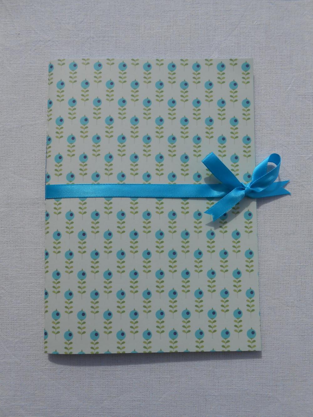A5 Handstitched Notebook With Tilda Cover And Turquoise Pages And Ribbon