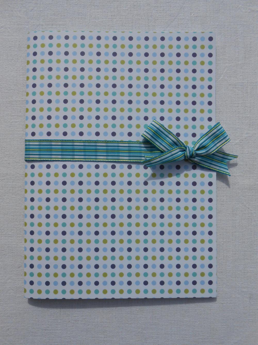A5 Handstitched Blue Spot Notebook With Tilda Cover And Turquoise Tartan Ribbon